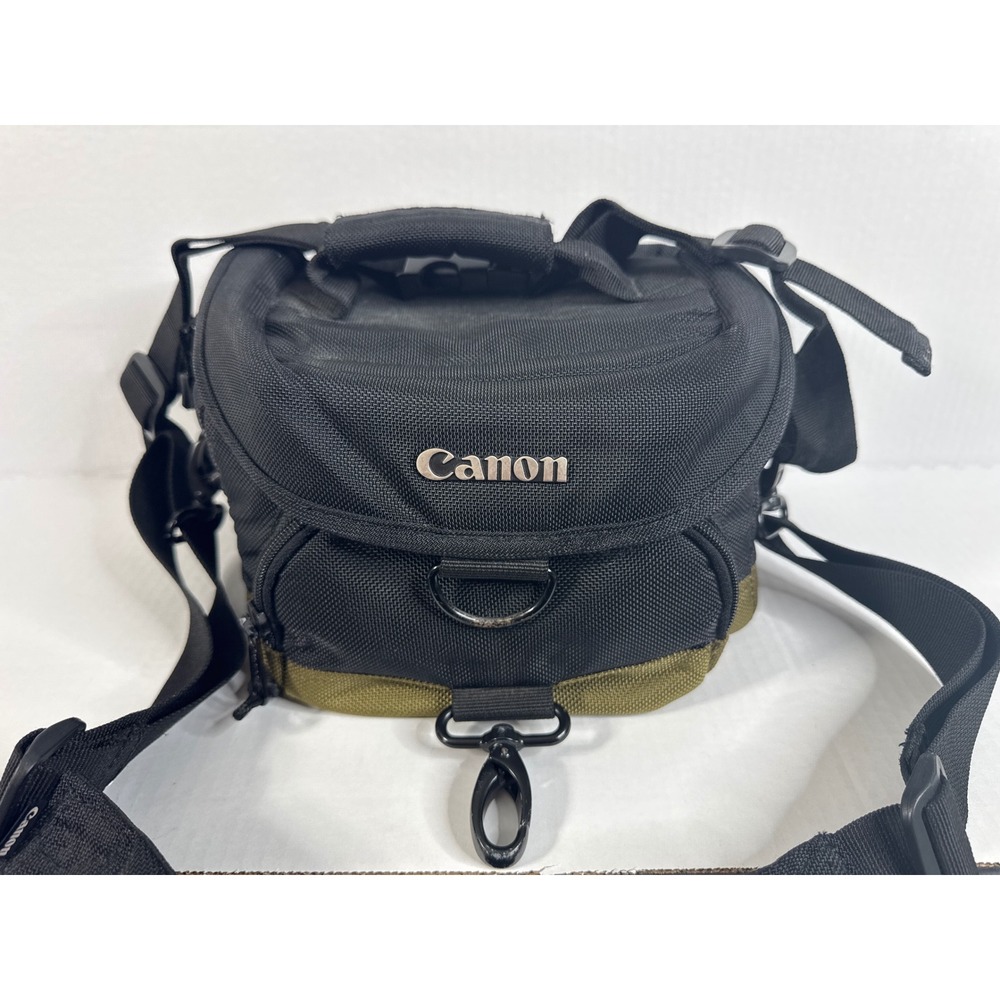 Canon Camera Bag Black Olive Green Nylon Shoulder Case with Padded Dividers
